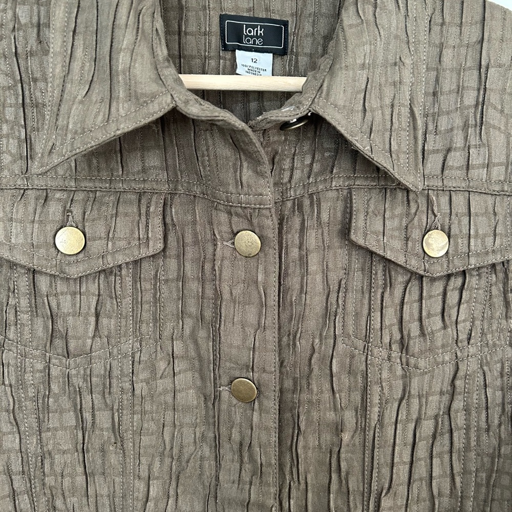 Lark Lane Womens Green Top Jacket Long Sleeve Size 12 - Picture 6 of 8
